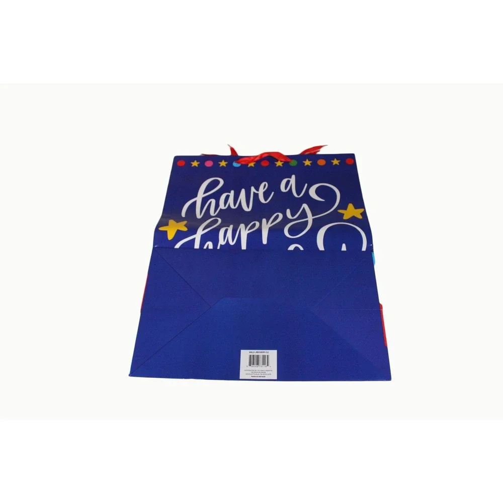 Set of 3 Large Happy Birthday Gift Bags Red‎ Multi Color Lettering 19x15